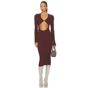 ISA 新品 BOULDER ARGYLE 棕色REVOLVE小众 裙子 冬季