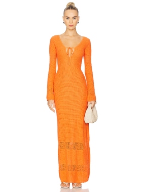 ASTA RESORT RITA 钩针连衣裙 橙色REVOLVE小众新款