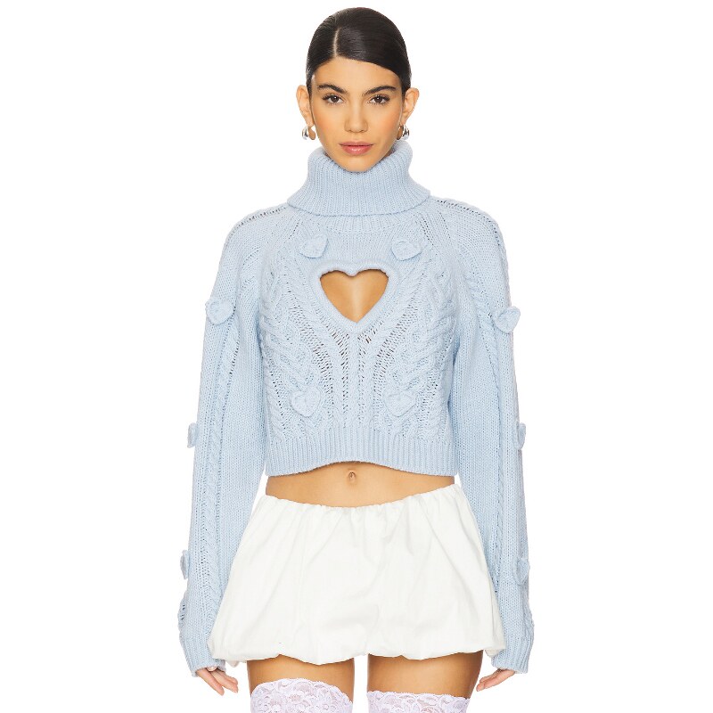 For Love & Lemons 毛衣镂空上衣圆翻领针织衫REVOLVE春早秋
