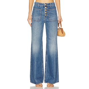 [冬季新品]Ulla Johnson GWYNNE 直筒宽阔牛仔裤 蓝色REVOLVE