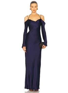 Shona Joy La Lune Off Shoulder Tie Maxi Dress 藏青色 REVOLVE