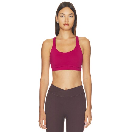 lululemon玫红色U领工字背运动内衣简约风弹力健身短背心REVOLVE