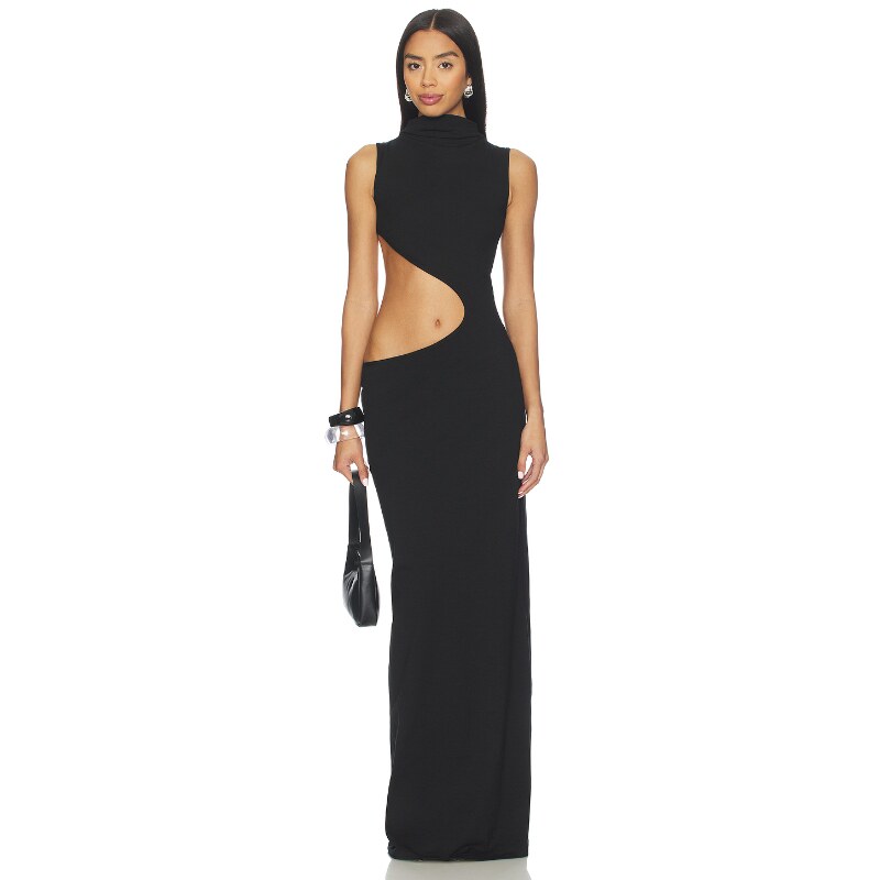 Cha The Label CUT OUT MAXI 连衣裙 黑色REVOLVE小众新款