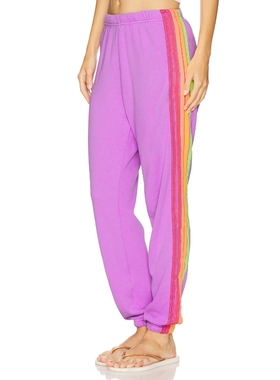 Aviator Nation 5 STRIPE 运动裤 紫色 美式休闲风REVOLVE小众新