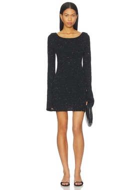 ASTA RESORT MAYA 长袖迷你连衣裙 黑色REVOLVE小众新款