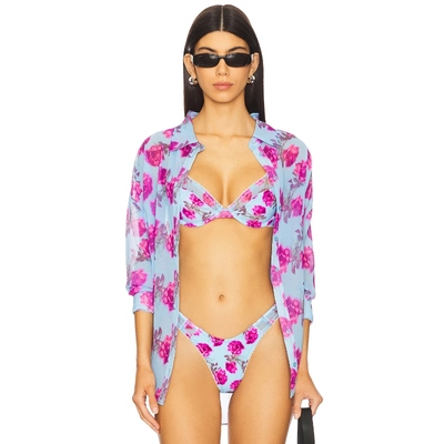 For Love & Lemons FLORAL STEMS 系扣上装 蓝色、紫色REVOLVE小