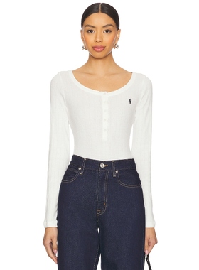 Polo Ralph Lauren Intimates 白色圆领紧身服修身连体衣REVOLVE