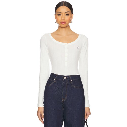 Polo Ralph Lauren Intimates 白色圆领紧身服修身连体衣REVOLVE