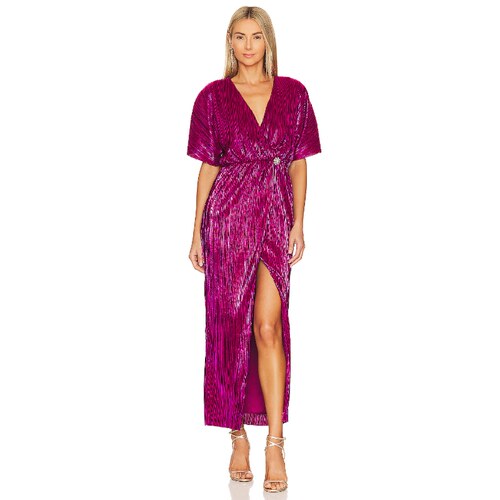 House of Harlow 1960玫红色连衣裙优雅风秋冬新品长裙REVOLVE