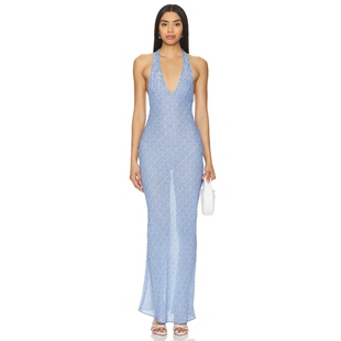 LIONESS 挂脖露背性感连衣裙修身型性感度假风长裙REVOLVE小众新