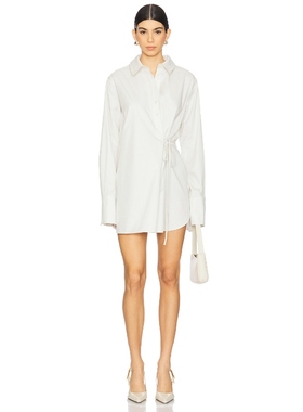 [冬季新品]EAVES 衬衫连衣裙象牙白简约通勤风收腰短裙REVOLVE