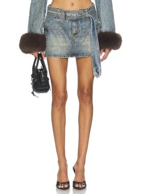 AFRM CHIPPY 半身裙 蓝色REVOLVE小众新款