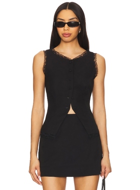 For Love & Lemons SHAWNA 背心 黑色 y2k辣妹风REVOLVE小众新款