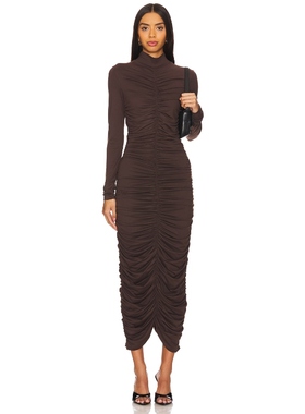 Susana Monaco MOCK GATHERED LONG SLEEVE 裙子 棕色 y2k辣妹风R