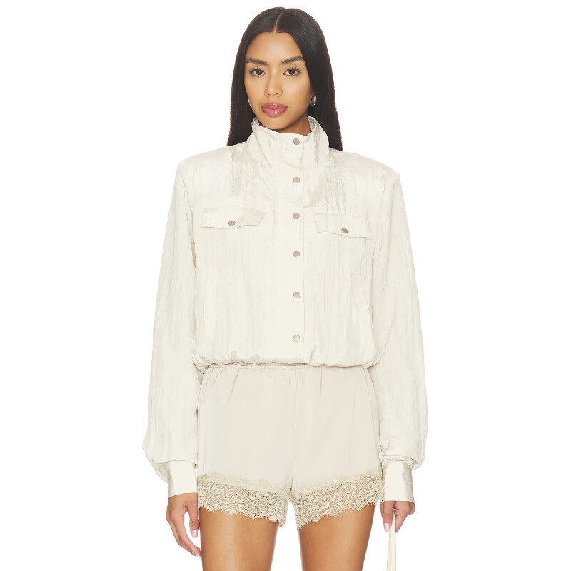 [早秋新品]Lovers and Friends米白色外套缎面优雅夹克REVOLVE
