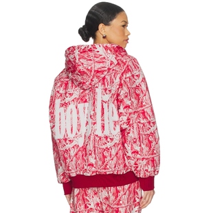 Lie 运动复古风REVOLVE小众新款 MANHUNT 红色 连帽夹克 Boys