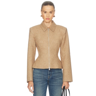 [春季新品]Camila Coelho SIDONIA 夹克 棕色美式休闲风REVOLVE