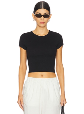 Enza Costa SUPIMA BABY 短款T恤 黑色REVOLVE小众新款