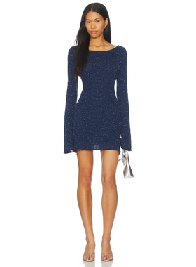 ASTA RESORT MAYA 长袖迷你连衣裙 藏青色REVOLVE小众新款