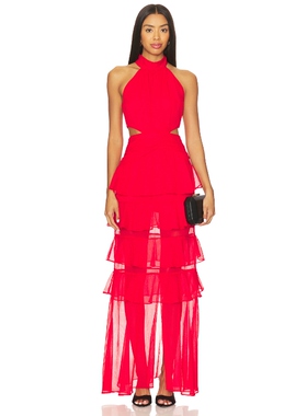 ELLIATT Lilja Halter Neck Maxi Dress 红色REVOLVE小众新款