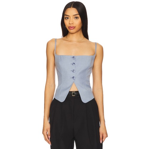 Good American 吊带背心蓝色方领y2k辣妹风上衣REVOLVE