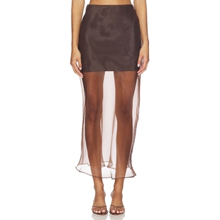 棕色REVOLVE小众新款 Dot 半身裙 DENMAN Line