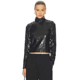 Lucy Bone Sequin Turtleneck Rag 黑色REVOLVE小众新款