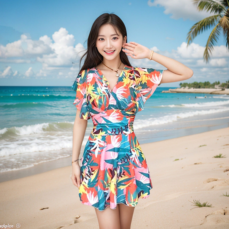 2026新款泳衣女保守遮肚显瘦连体温泉夏裙式带钢托聚拢高级感泳装