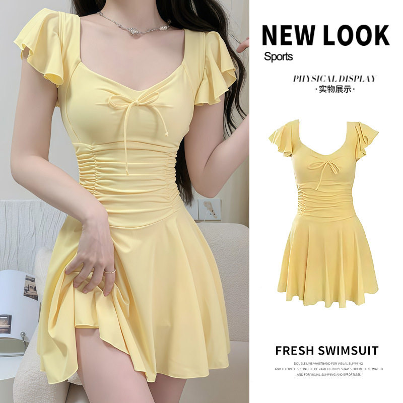 连体泳衣女2026新款显瘦遮肚保守裙式海边度假泡温泉纯欲女款泳装