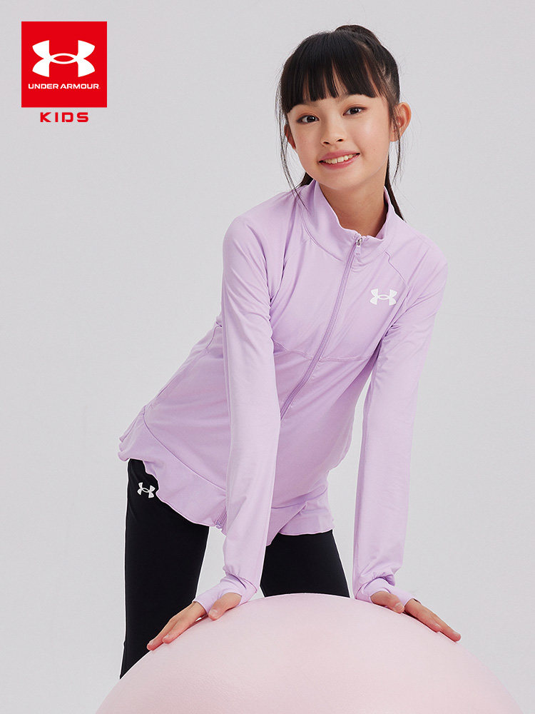 UNDER ARMOUR 아동복 여아 시원한 니트 속건 재킷 아동용 여름 야외 시원한 운동복 캐주얼 의류