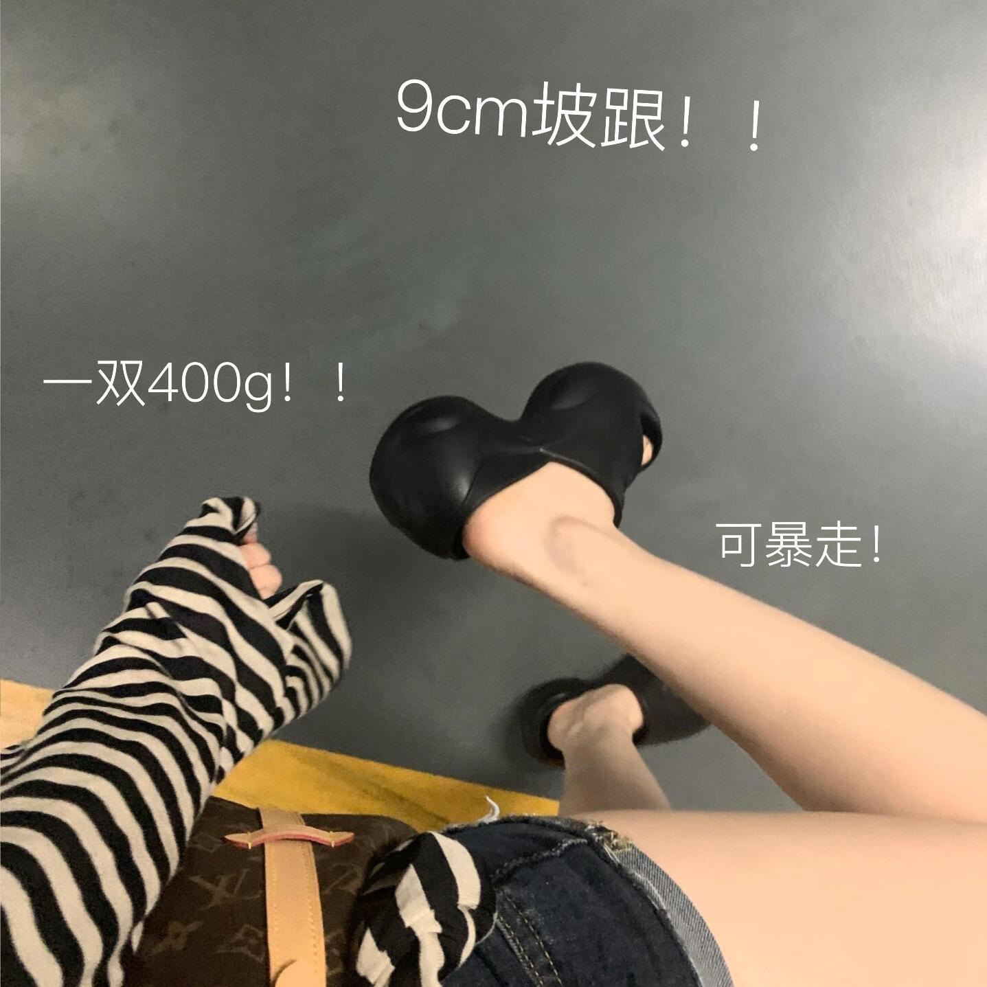 黑色厚底拖鞋女夏季外穿增高沙滩海边防滑时尚网红凉拖鞋2025新款