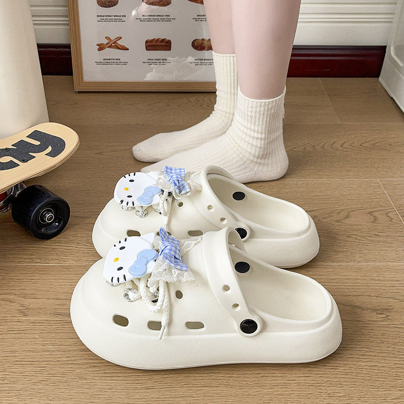 EVA厚底洞洞鞋女款2026新款夏季外穿防滑可爱kt猫海边沙滩凉拖鞋