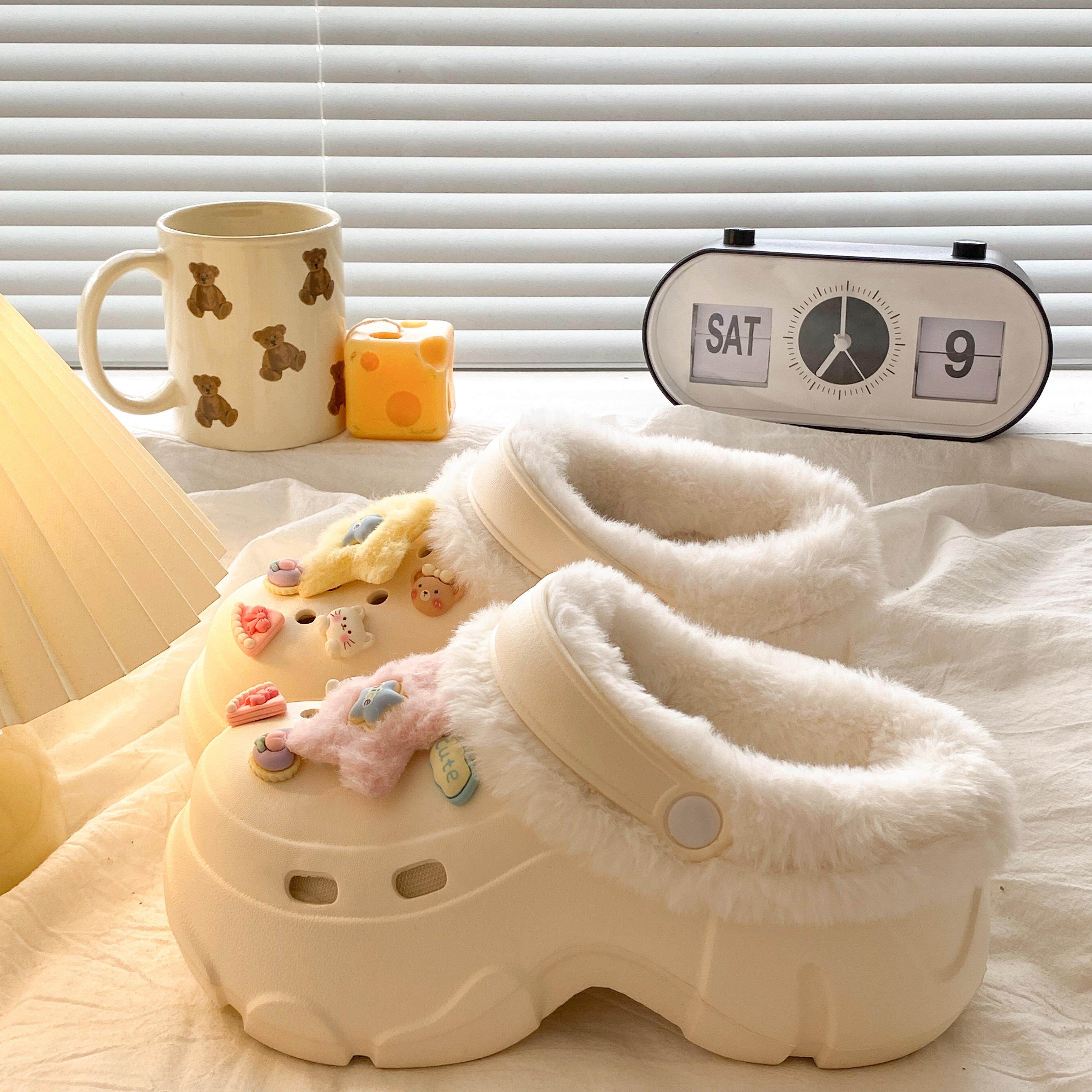 室内半包跟冬季防滑居家棉拖鞋女2026新款外穿保暖加绒厚底毛毛鞋