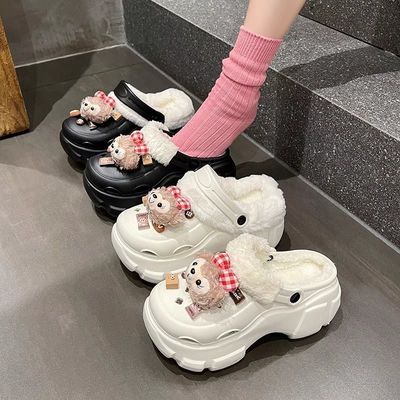 加绒棉洞洞鞋女2025新款