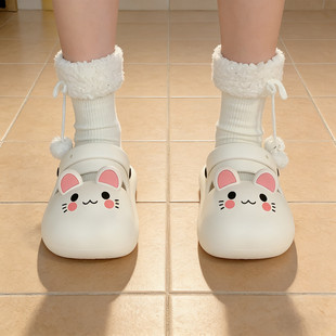 女士舒适厚底可爱小老鼠软萌夏凉鞋 玛丽珍防滑2026新款 包头半拖鞋