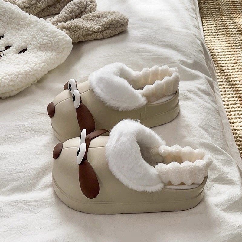可爱卡通棉拖鞋女2026冬季居家防滑保暖加绒毛毛厚底包跟棉鞋女款