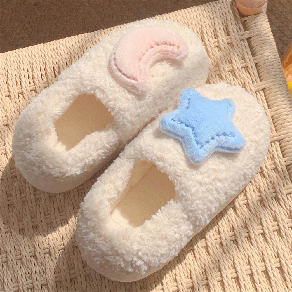 少女心可爱星星月亮全包跟棉拖鞋秋冬季保暖软底防滑毛绒居家鞋女