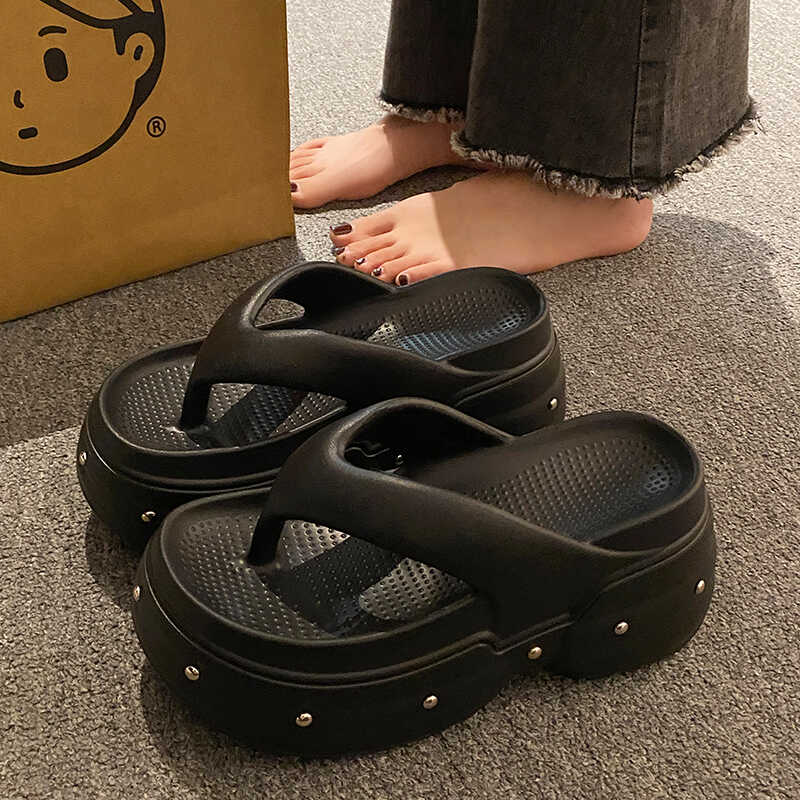 Y2K朋克风厚底夹脚高跟人