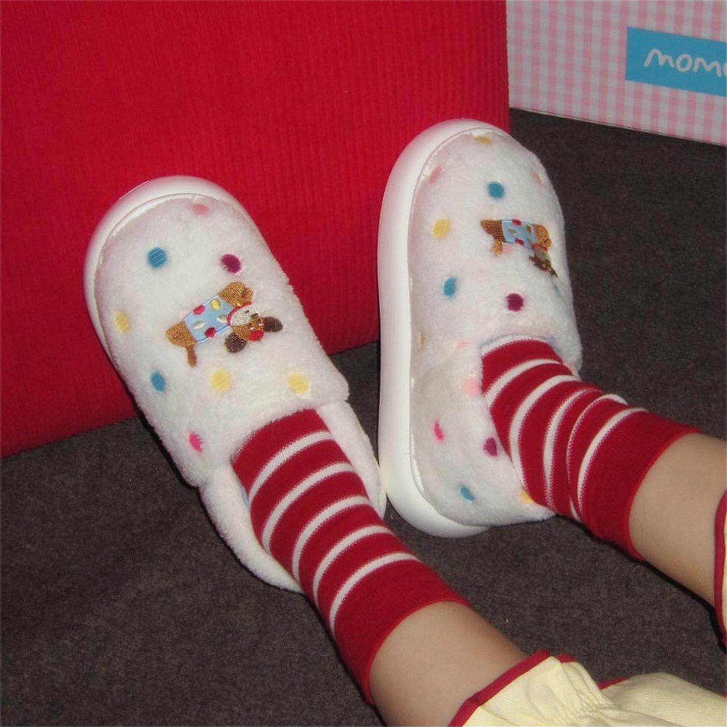 可爱狗狗室内包跟家居毛毛棉拖鞋学生时尚网红防滑女士月子鞋冬季