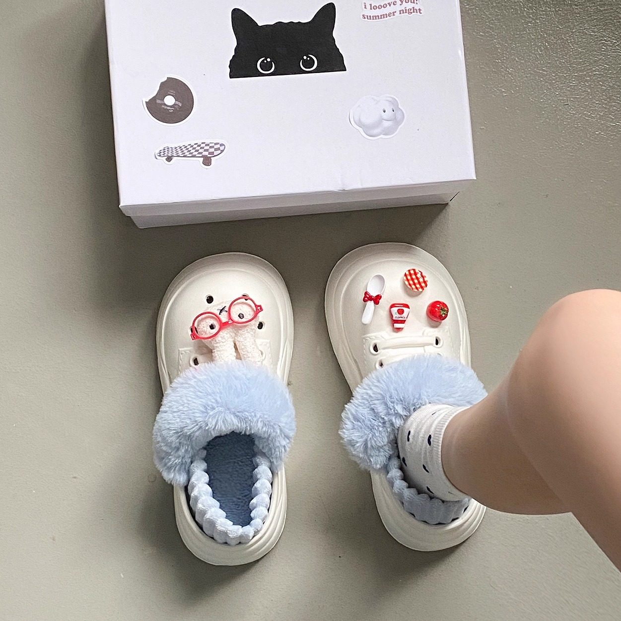 洞洞鞋女款2026秋冬季保暖防滑室内学生包头包跟不臭脚毛毛棉拖鞋