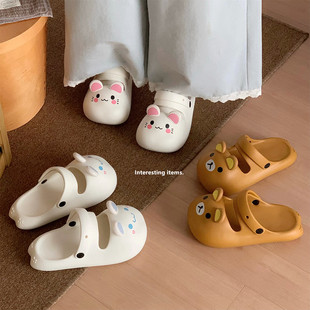 卡通玛丽珍足弓lo鞋 防滑软萌夏季 洞洞鞋 可爱小熊包头凉拖鞋 女 时尚