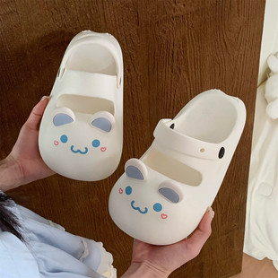 学生外穿防滑厚底少女心洞洞鞋 女 夏日系小熊软萌玛丽珍包头凉拖鞋