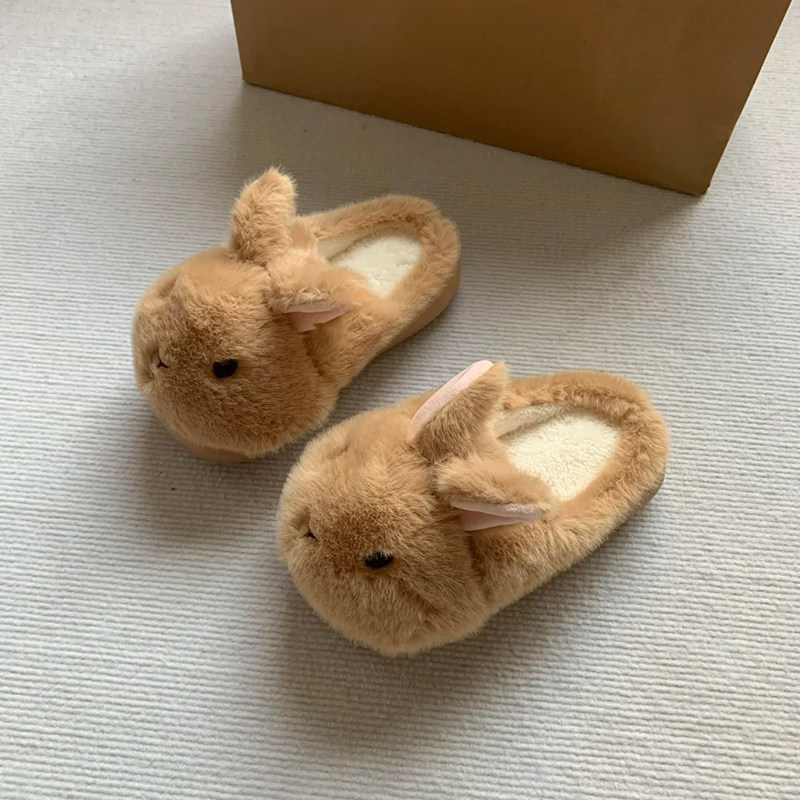 可爱厚底毛绒棉拖鞋女冬