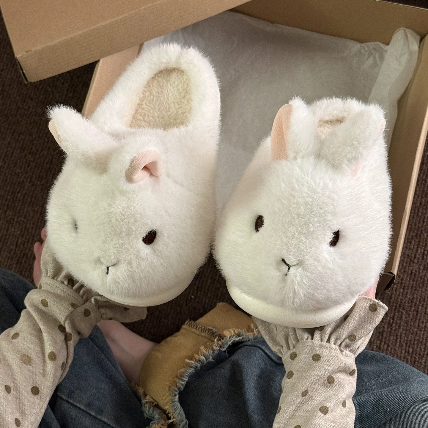 奶团小兔棉拖鞋女款可爱