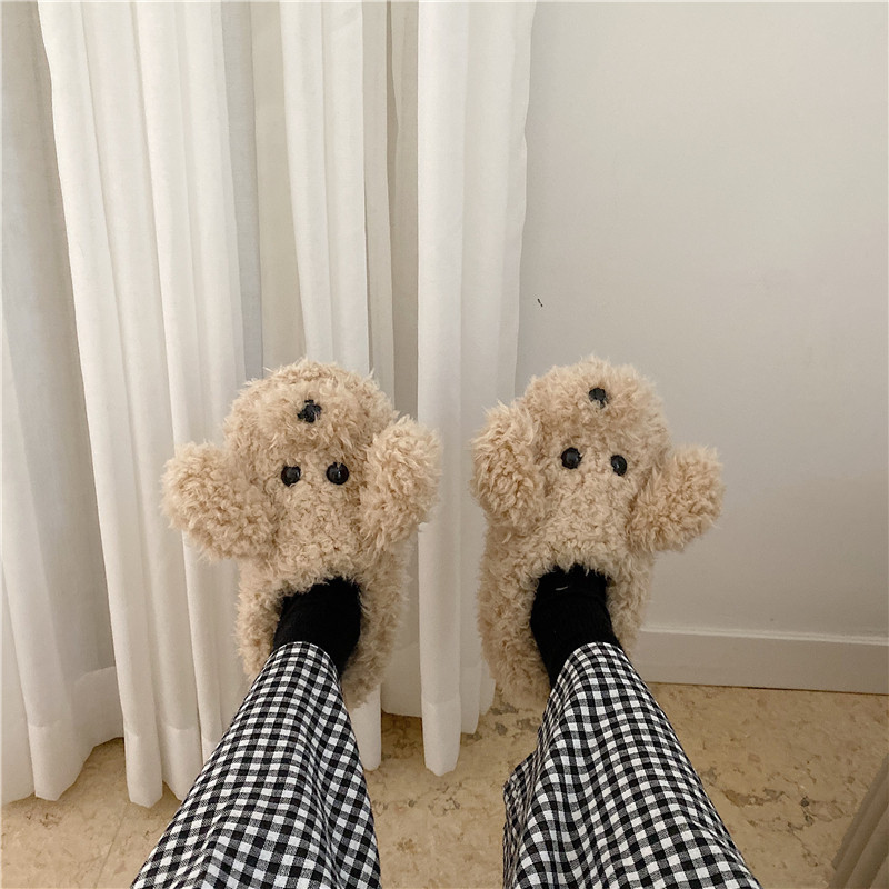 居家棉拖鞋ins可爱卡通室内防滑全包跟毛绒绒保暖舒适棉拖鞋女冬