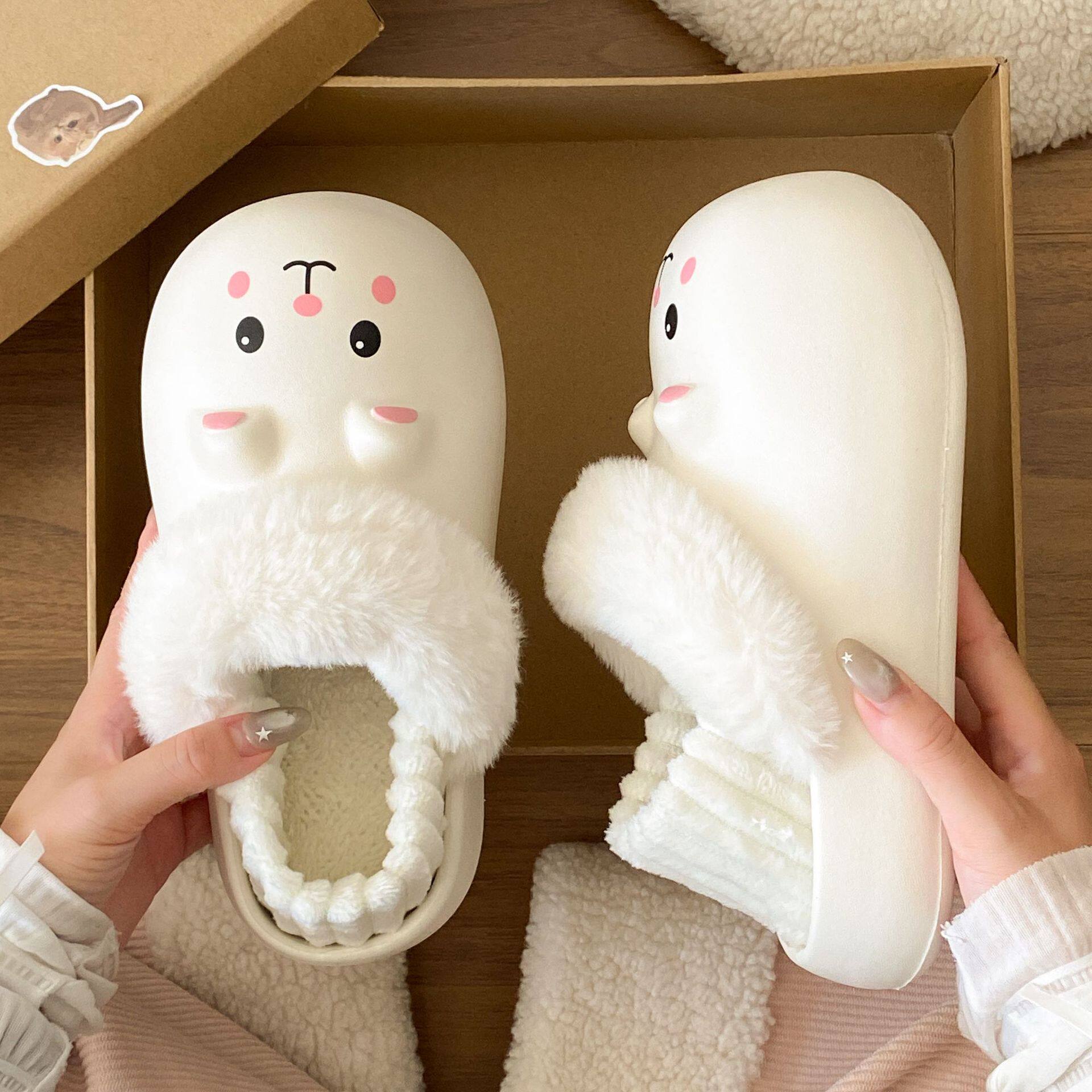 厚底踩屎感棉鞋秋冬季保暖EVA防滑学生情侣居家用外穿棉拖鞋女款