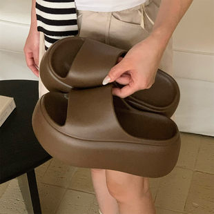 百搭增高8cm厚底网红凉拖时尚 夏 高级感女士外穿防滑度假沙滩拖鞋