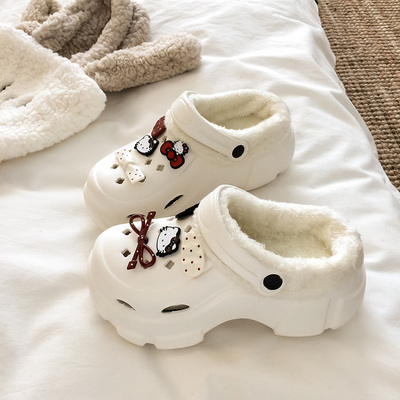 2025新款加绒棉洞洞鞋女