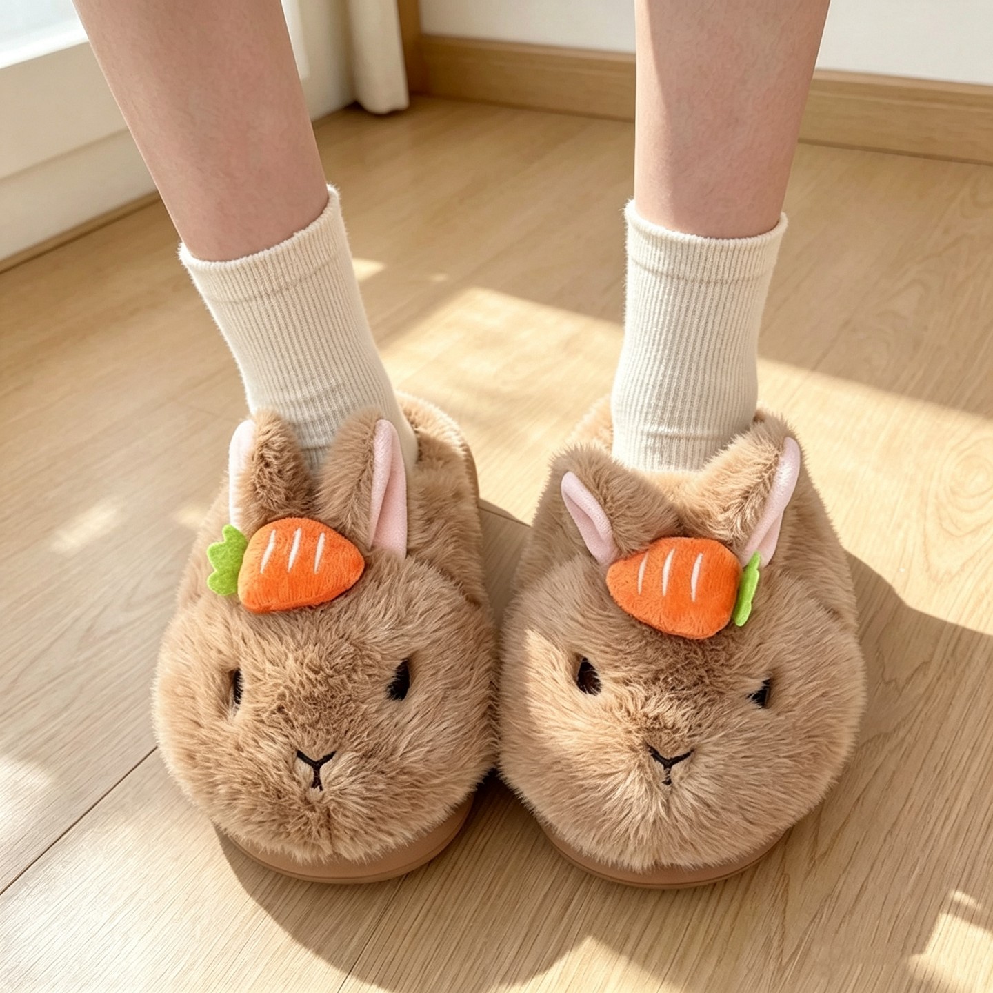 小兔棉拖鞋女款冬季加绒