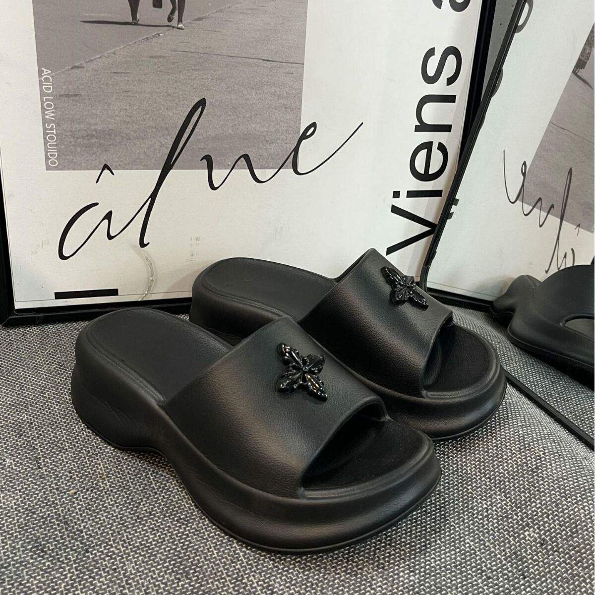 踩屎感拖鞋女款厚底5cm增高时尚百搭网红EVA外穿凉拖沙滩一字拖